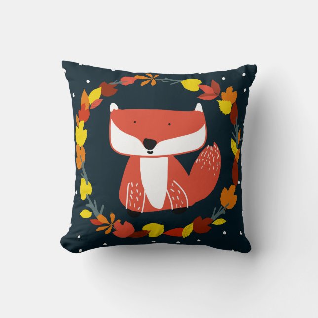 Coussin Beau renard en hiver motif de forêt (Recto)