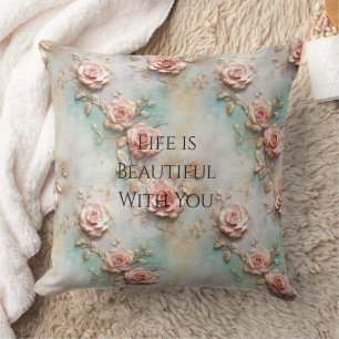 Coussin Beau Romantique Rose rose rose Roses romantiques