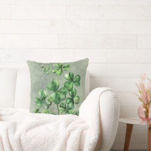 Coussin Beau Shamrock d'aquarelle verte