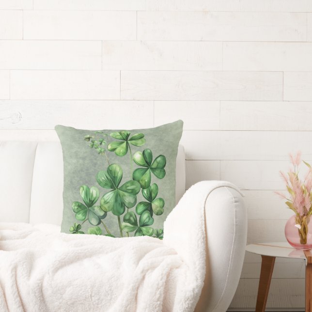 Coussin Beau Shamrock d'aquarelle verte (Canapé)