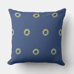 Coussin Beau Soleil Inca Jaune sur Fond Bleu