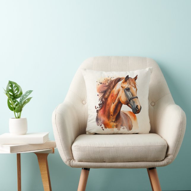 Coussin Beau Sorrel Horse Portrait (Chaise)