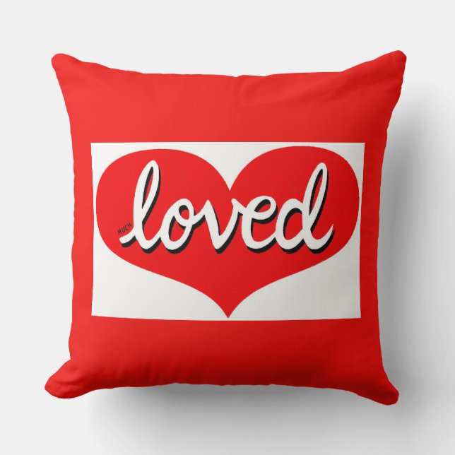 Coussin BEAUCOUP AIMÉ- Adoré - Coeur d'amour rouge (Recto)