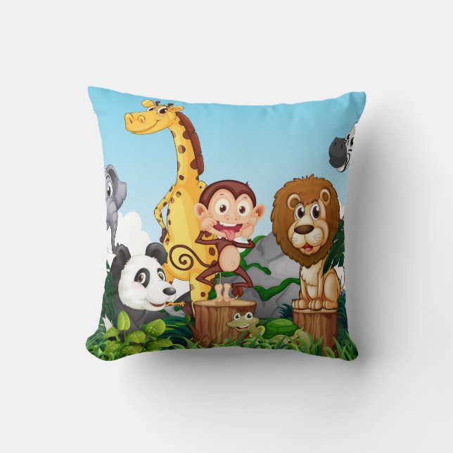 Coussin Beaucoup de mignons animaux dans la forêt (Recto)