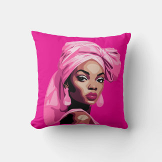 Coussin Beauté audacieuse dans l'art afrocentrique rose