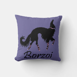 Coussin Beauté Borzoï en Noir de Ballet