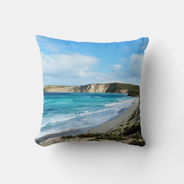 Coussin "Beauté capturée : Littoral Iconique Kangaroo Isla (Recto)