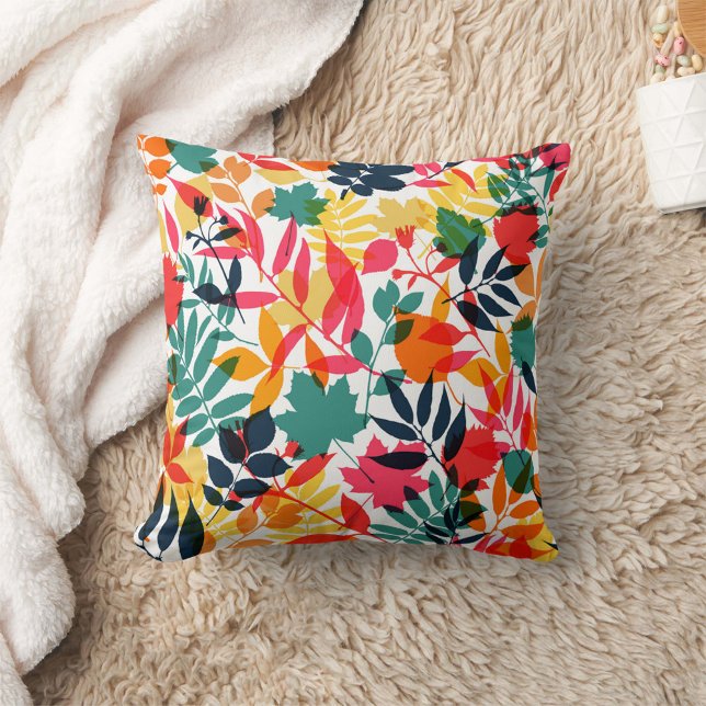 Coussin Beauté d'automne (A vibrant decorative pillow featuring a lively floral pattern.)
