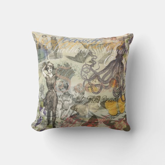 Coussin Beauté de bain victorienne Kraken Surréalisme Vint (Recto)