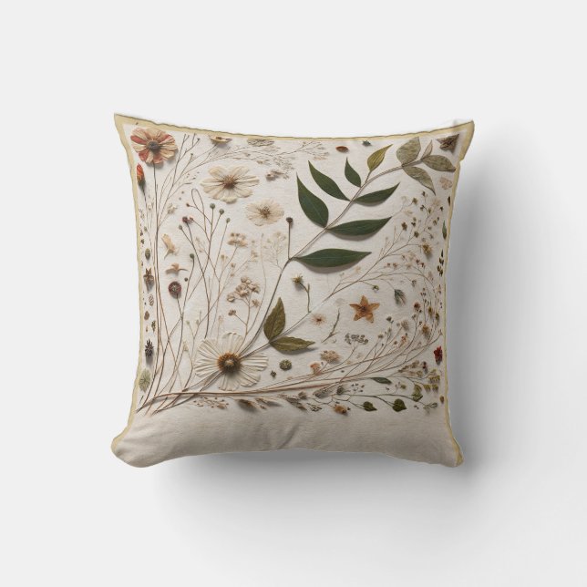 Coussin Beauté de la Nature Fleurs et Feuilles Botaniques  (Recto)