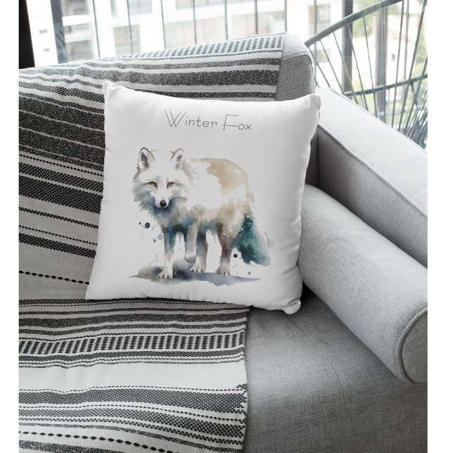 Coussin Beauté de l'Arctique : Coutume de Fox d'hiver (Créateur téléchargé)