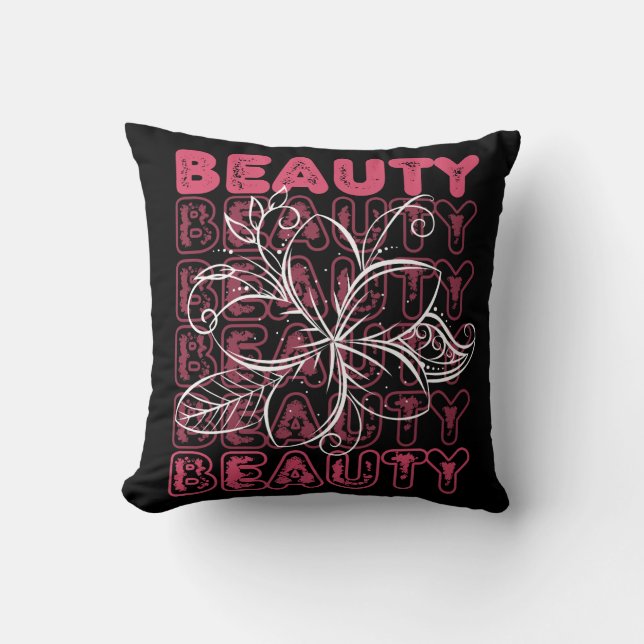 Coussin Beauté Flower Line Typographie d'art (Recto)
