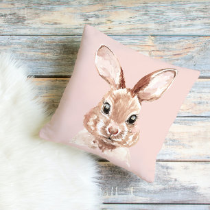 Coussin Beauté moderne Pastel Rose Aquarelle Bunny Lovely