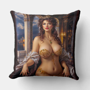 Coussin Beauté Opulente Élégance Royale Portrait par Xzend