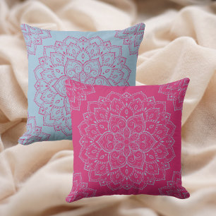 Coussin Beauté violet & Chanson d'été bleu Mandala