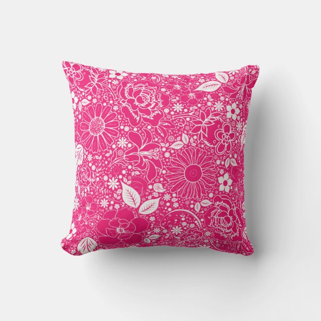 Coussin Beautés botaniques Hot rose THROW PILLOW (Recto)