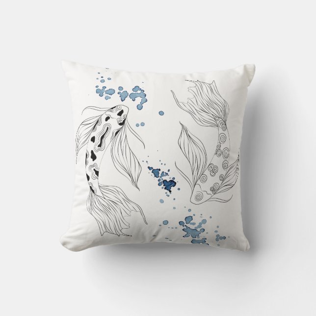 Coussin Beautiful Japonais Koi Fish Swimming (Recto)