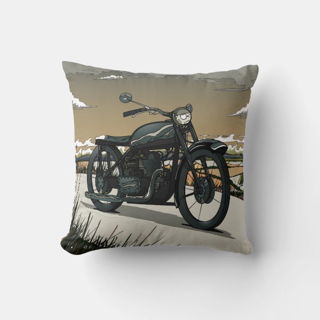 Coussin Beautiful Old Vintage Motorcycle (Recto)
