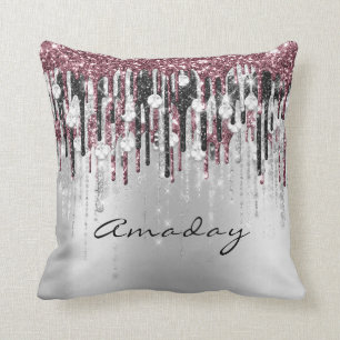 Coussin Beauty Studio Coiffeur Maquillage Gris Rose Diaman