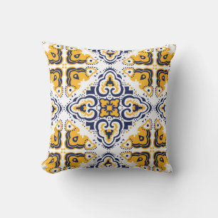 Coussin 💛 💙 Beaux Azulejos bleus et jaunes,
