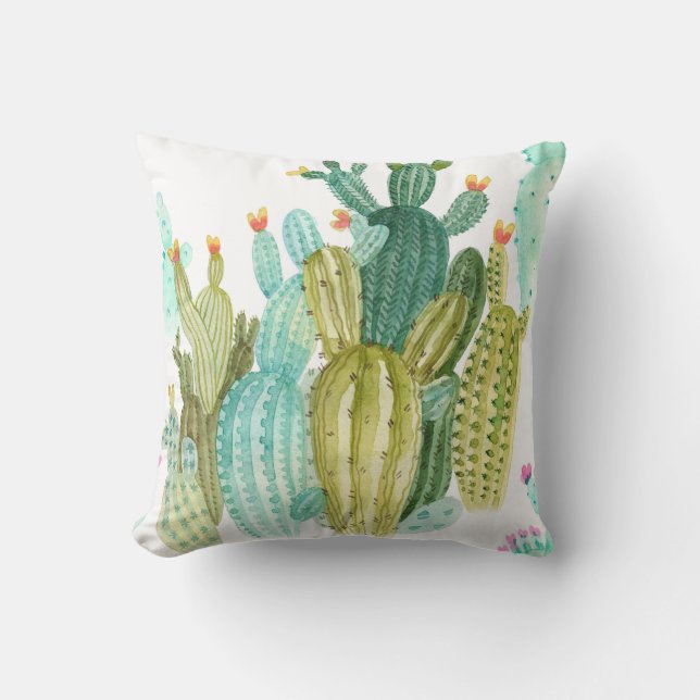 Coussin Beaux cactus vintages, succulents, cactus bloomi (Recto)