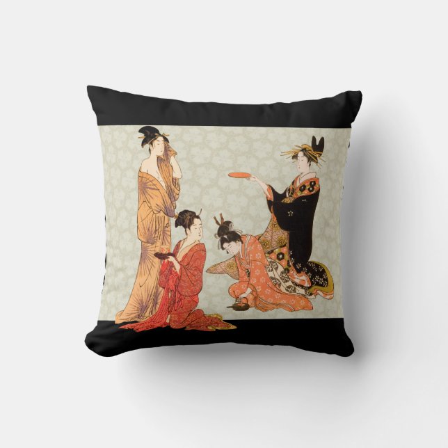 Coussin Beaux carreaux japonais de conception d'art (Recto)