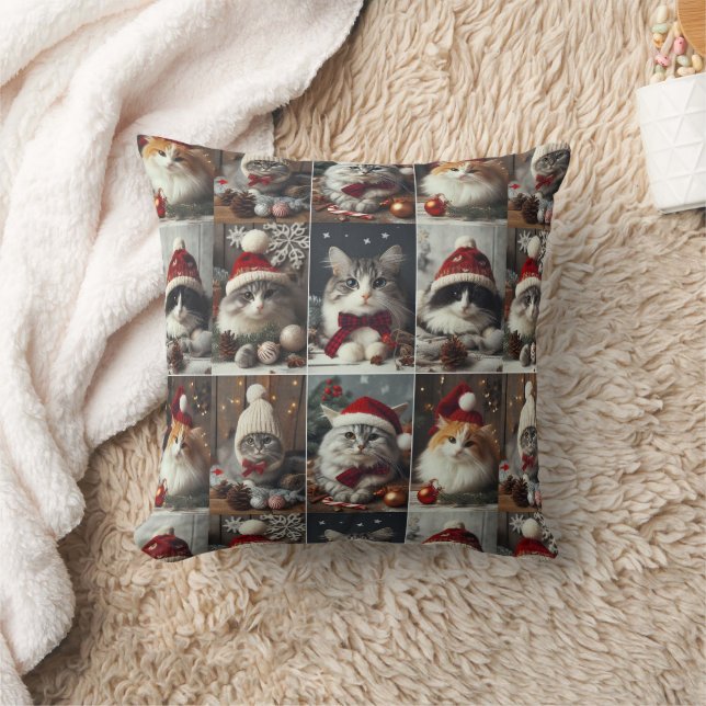 Coussin Beaux CATS de Noël Animaux d'hiver Rustiques (Couverture)