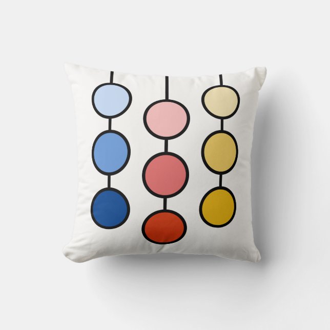 Coussin Beaux Cercles Suspendus Rouge Bleu Jaune (Recto)