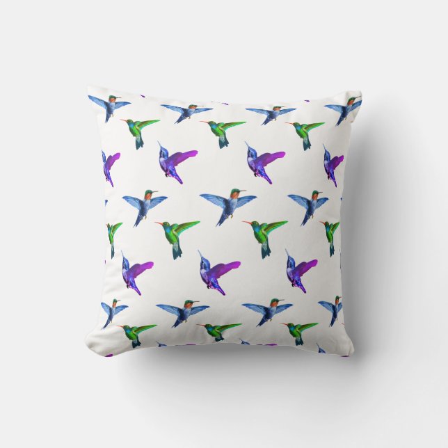 Coussin Beaux colibris en blanc (Recto)