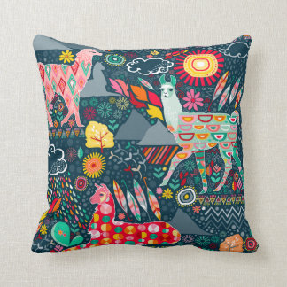Coussin Beaux lamas sur le bleu - carreau