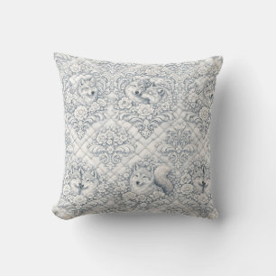 Coussin Beaux Loups en style Rococo Revival et Chinoiserie