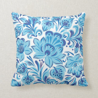 Coussin Beaux motifs bleus et floraux