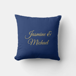 Coussin Beaux Noms De Couple Calligraphie Chic Bleu & Or