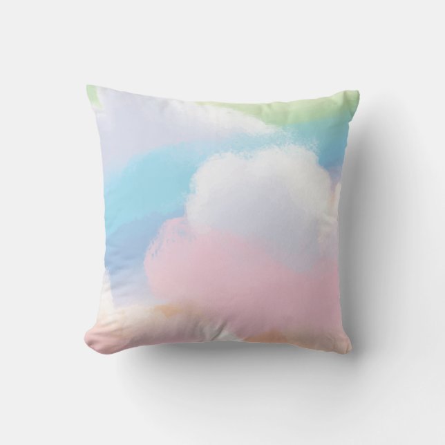 Coussin Beaux nuages pastel arc-en-ciel (Recto)
