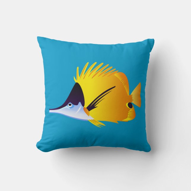 Coussin Beaux poissons tropicaux jaunes (Recto)