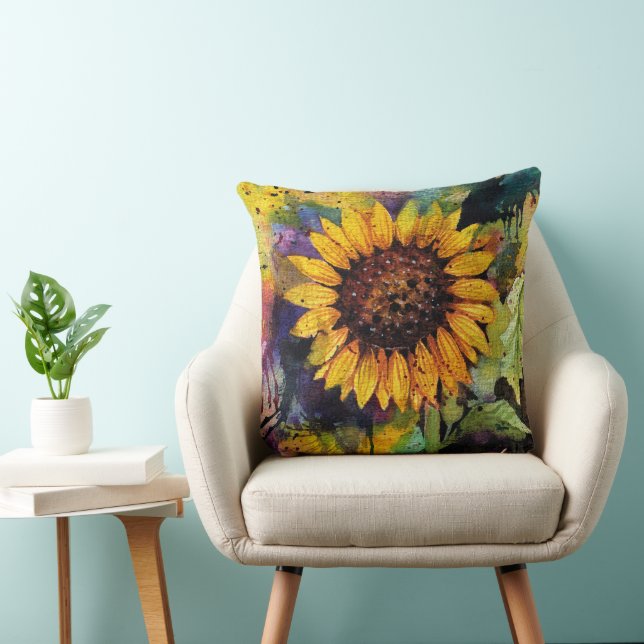 Coussin Beaux Tournesols En Aquarelle (Chaise)