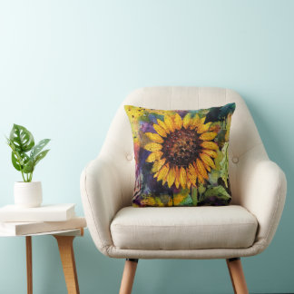 Coussin Beaux Tournesols En Aquarelle