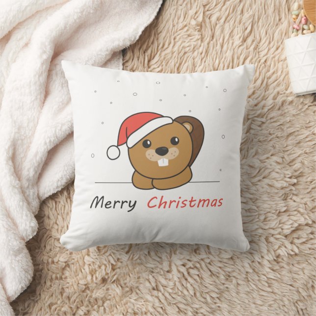 Coussin Beaver Noël Neige Hiver Animaux Castor (Couverture)