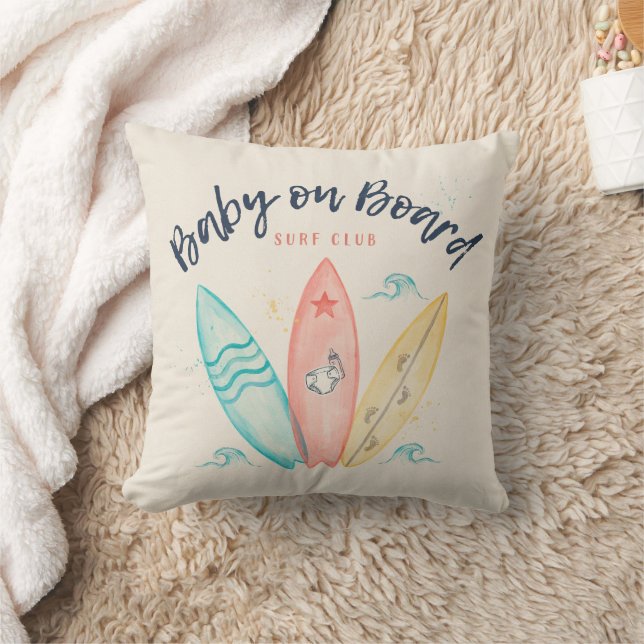 Coussin Bébé à Bord Baby Shower Planche de Surf (Couverture)