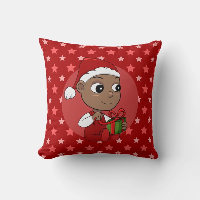 Coussin Bébé afro-américain mignon avec chapeau de Père No (Recto)