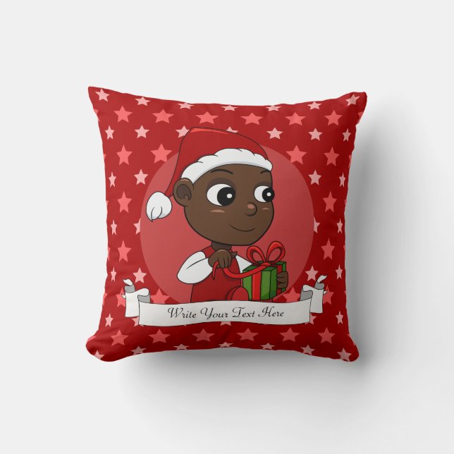 Coussin Bébé afro-américain mignon avec un casquette de No (Recto)