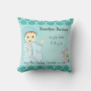Coussin Bébé bébé garçon en bleu avec fleurs