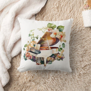 Coussin Bébé blanc Grand Piano aquarelle