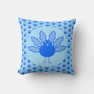 Coussin Bébé bleu mignon garçon Thanksgiving Turquie doubl