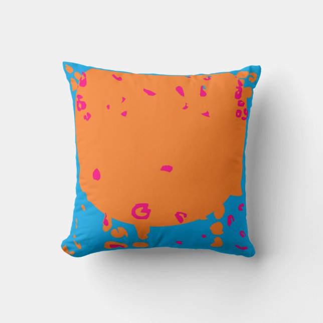 Coussin Bébé bleu pâle orange touche de design rose (Recto)