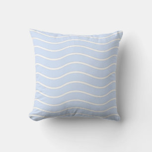 Coussin Bébé Blue Pastel & White Wavy Lines Design