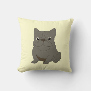 Coussin Bébé Bouledogue Français Gris, Crème,