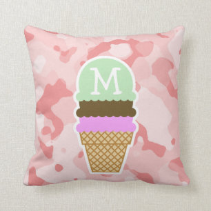 Coussin Bébé Camo Rose; Conne de crème glacée