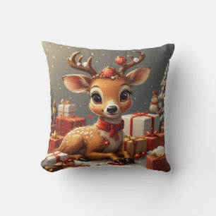 Coussin Bébé cerf adorable avec des bois festifs