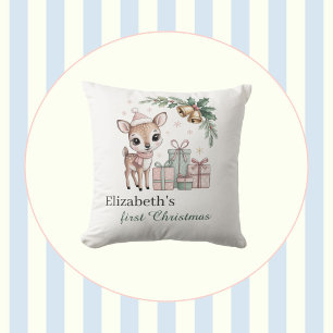 Coussin Bébé Cerf Noël Renne Personnalisé Fêtes